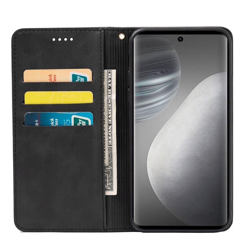 Phone Case - Manufacturer Vivo X60 Pro Waterproof Calfskin Solid Color Magnetic Wallet