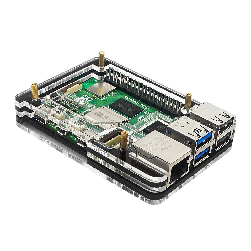 Protection Shell - Manufacturer Raspberry Pi 5 5-Layer Acrylic Case Aluminum/Copper Cooler
