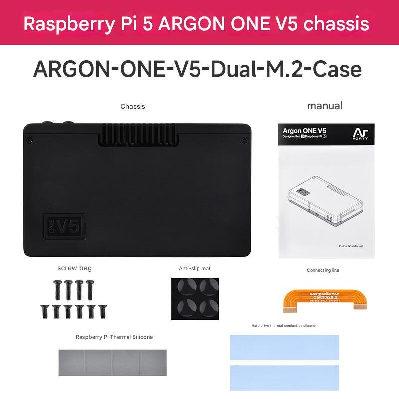 Chassis - Manufacturer Raspberry Pi 5 ARGON ONE V5 Dual M.2 NVMe PCIe Aluminum Alloy