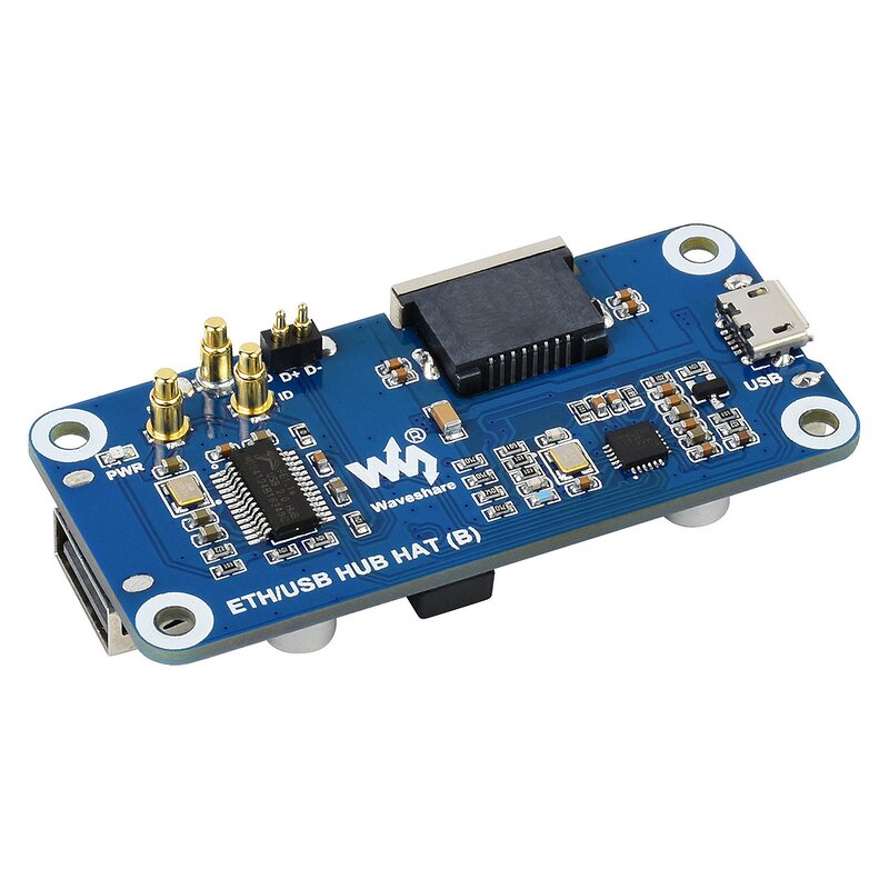 HUB HAT - Manufacturer Raspberry Pi Zero 2W Ethernet RJ45 USB2.0 Sensor Development
