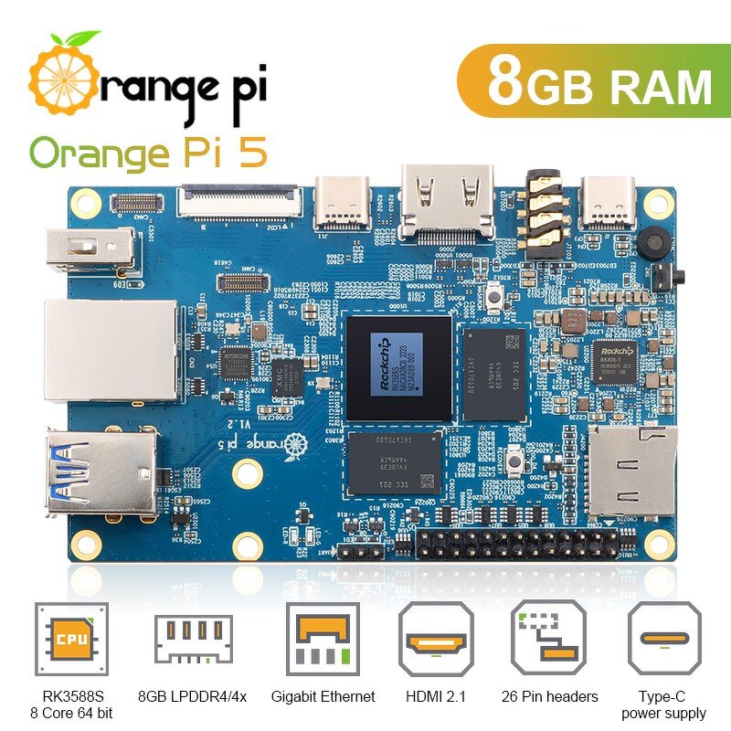 Starter Kit - Manufacturer Orange Pi 5 4/8/16GB RK3588S Case Fan Power Heatsinks SD