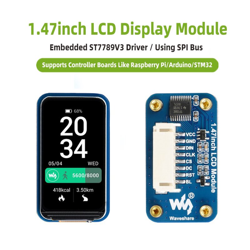 LCD Module - Manufacturer 1.47" 172x320 IPS ST7789V3 SPI Arduino STM32 Pi 4B/Zero