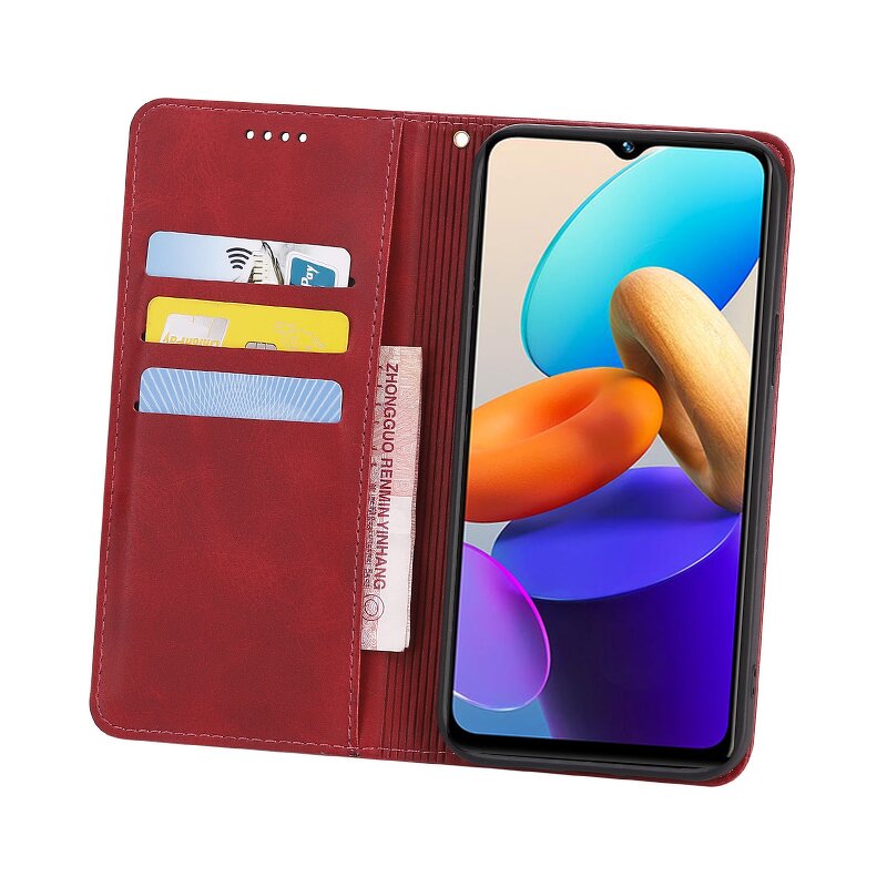 Phone Case - Manufacturer Vivo Y22s Calfskin Wallet Magnetic Solid Color Lightweight