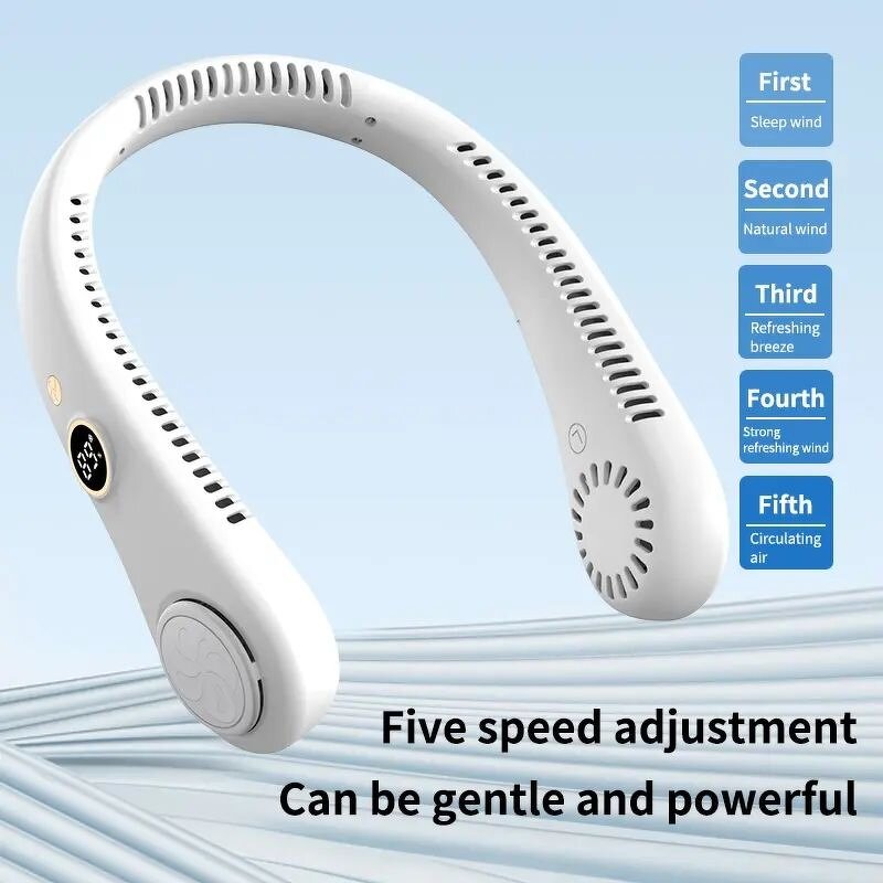 Neck Fan Manufacturer - Portable USB Digital Display Rechargeable Folding