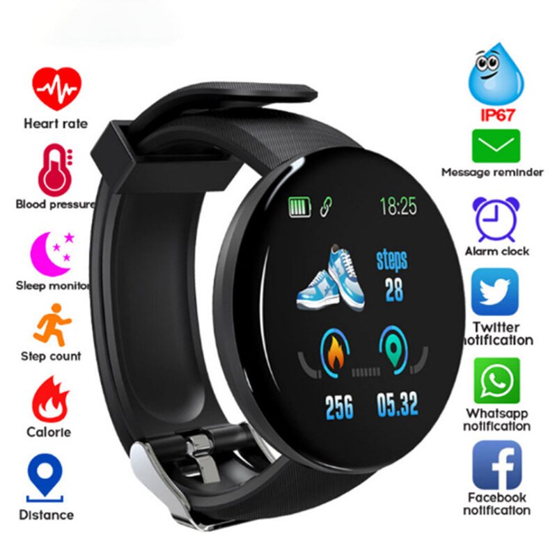Fitness Tracker Manufacturer - D18 Unisex Waterproof Blood Pressure Monitor