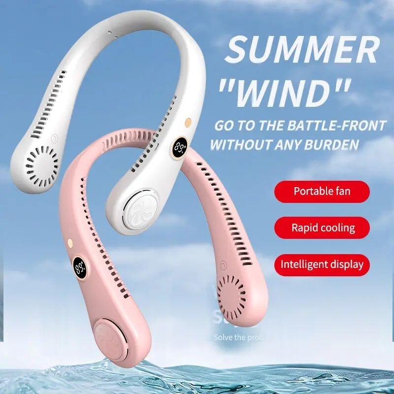 Neck Fan Manufacturer - Portable USB Digital Display Rechargeable Folding