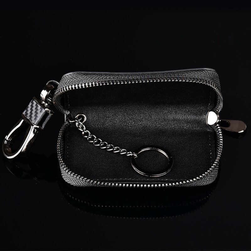 Key Wallet - Manufacturer Premium PU Leather Carbon Fiber Texture Car Key Holder Chain