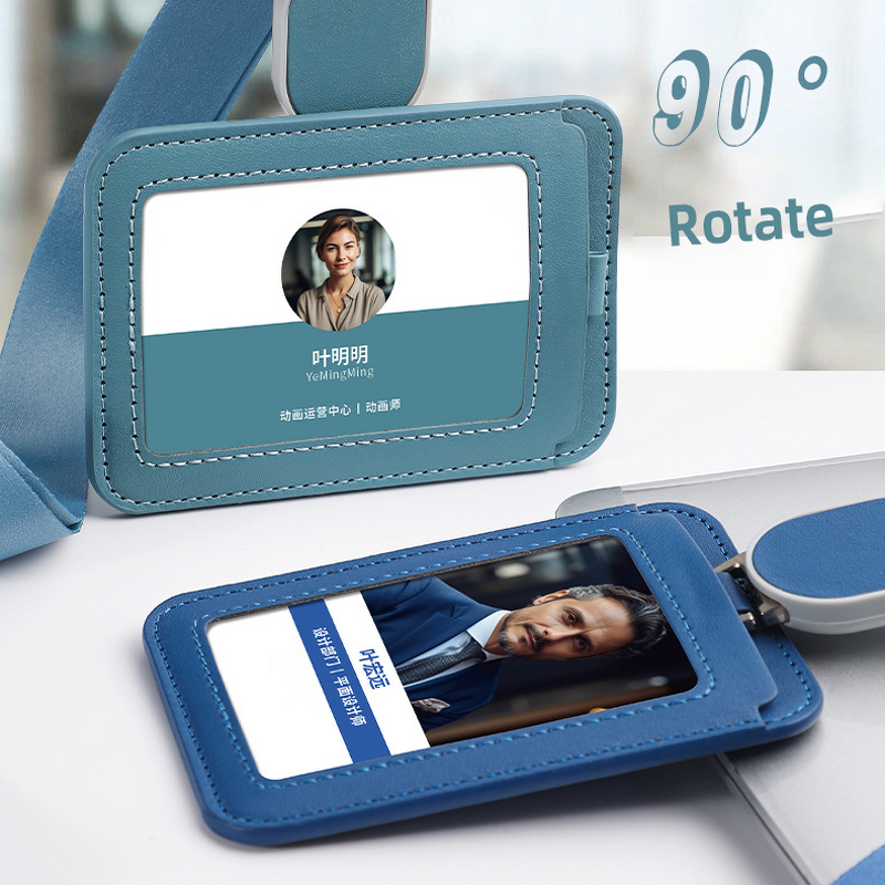 Lanyard - Manufacturer Custom Retractable PU Leather ID Card Name Badge Office Business