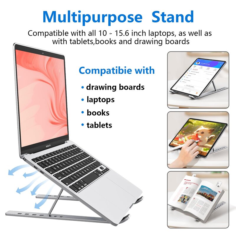 Laptop Stand - Manufacturer Carbon Steel Foldable Height Adjustable Vertical Notebook Holder