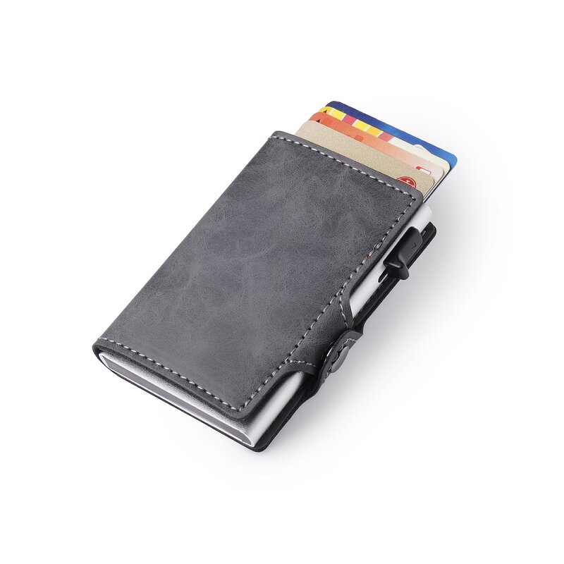 Card Holder - Manufacturer Men's Aluminium RFID Blocking Auto Pop Anti-Theft PU Wallet