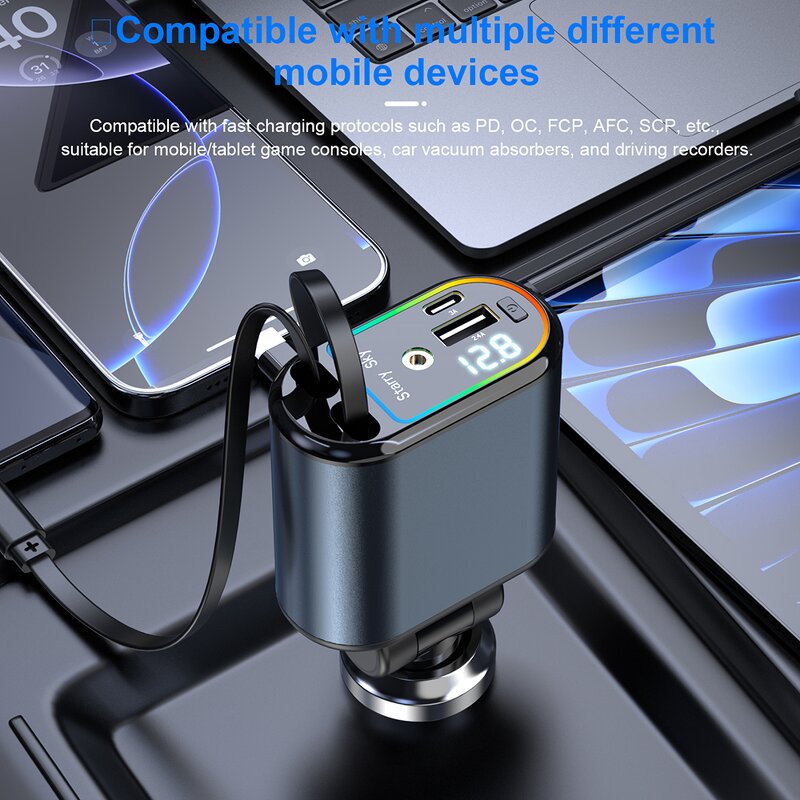 PD Cable - Manufacturer C9 Retractable Type C 2A Starry Sky Ambient Light Car Charger