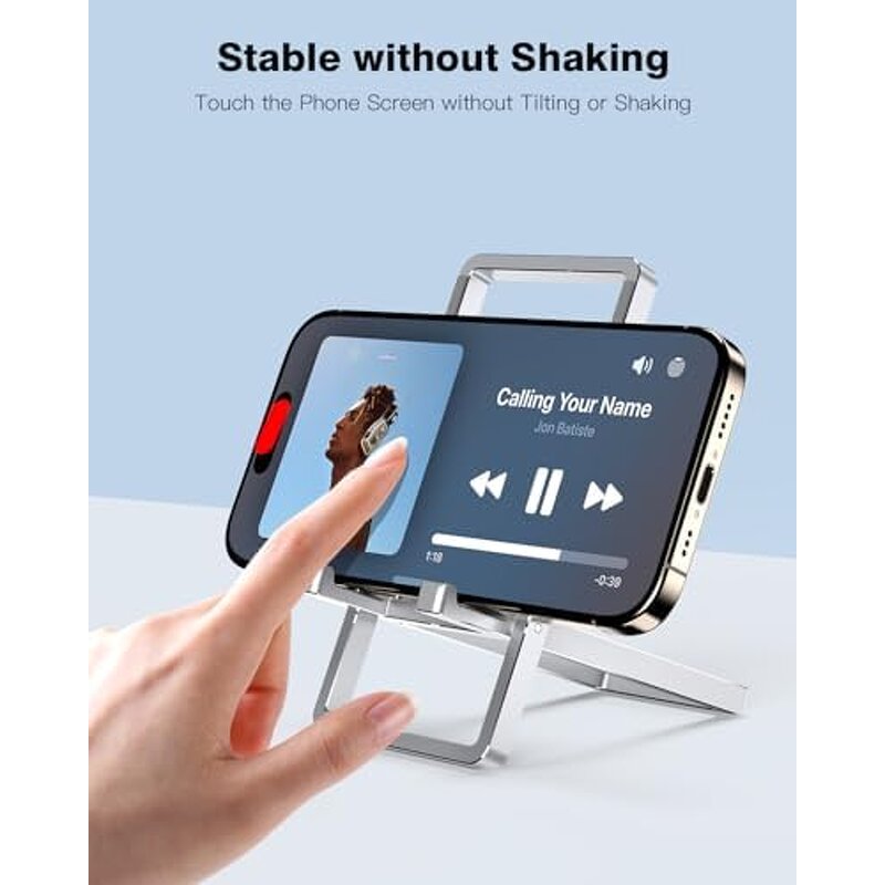 Phone Stand - Manufacturer Silver Aluminum Foldable Portable Travel iPhone16 Pro Max Desk