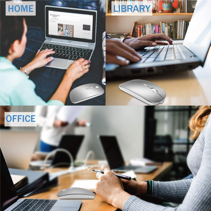 Wireless Mouse - Manufacturer BT4.0+2.4G Laser Optical Rechargeable 3D Mac PC Slim