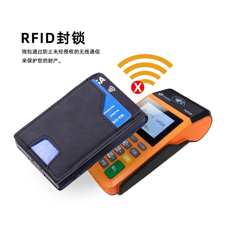 Men's Wallet - Manufacturer Custom Auto Genuine Leather RFID Zipper Polyester Short