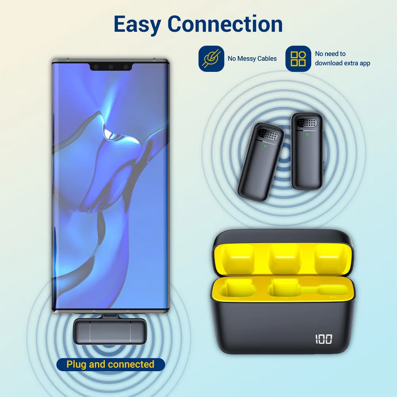 Lavalier Mic - Manufacturer Wireless iPhone iPad Android 80h Noise Cancellation 164ft