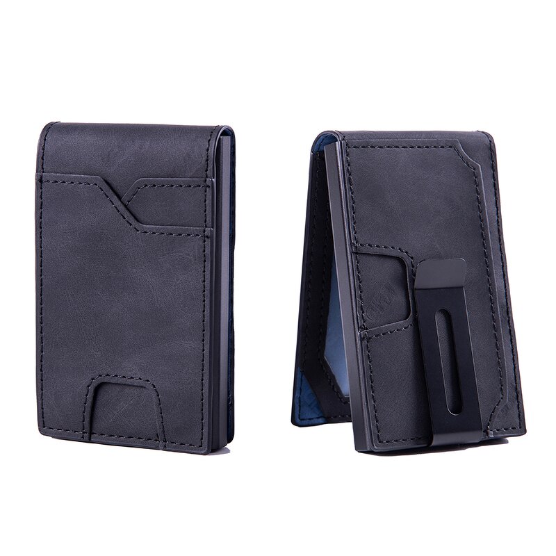 Card Wallet - Manufacturer PU Leather RFID Minimalist Money Clip Metal Clip Men Women