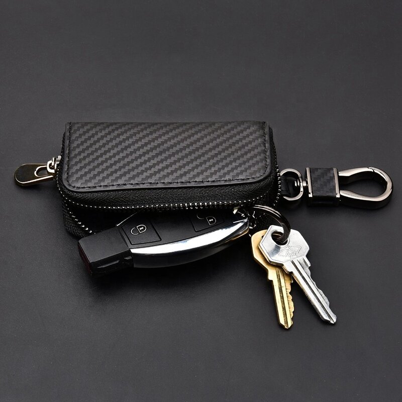 Key Wallet - Manufacturer Premium PU Leather Carbon Fiber Texture Car Key Holder Chain