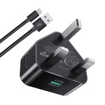 Wall Charger - Manufacturer QC3.0 USB 18W UK Plug Fast Charging Galaxy A14/A13/A04s/A12