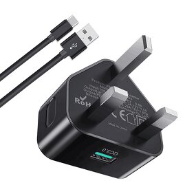 Wall Charger - Manufacturer QC3.0 USB 18W UK Plug Fast Charging Galaxy A14/A13/A04s/A12