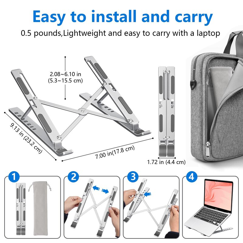 Laptop Stand - Manufacturer Carbon Steel Foldable Height Adjustable Vertical Notebook Holder