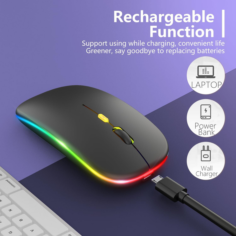Wireless Mouse - Manufacturer RGB Optical Slim Silent 2.4G 3 DPI Levels Gaming Notebook