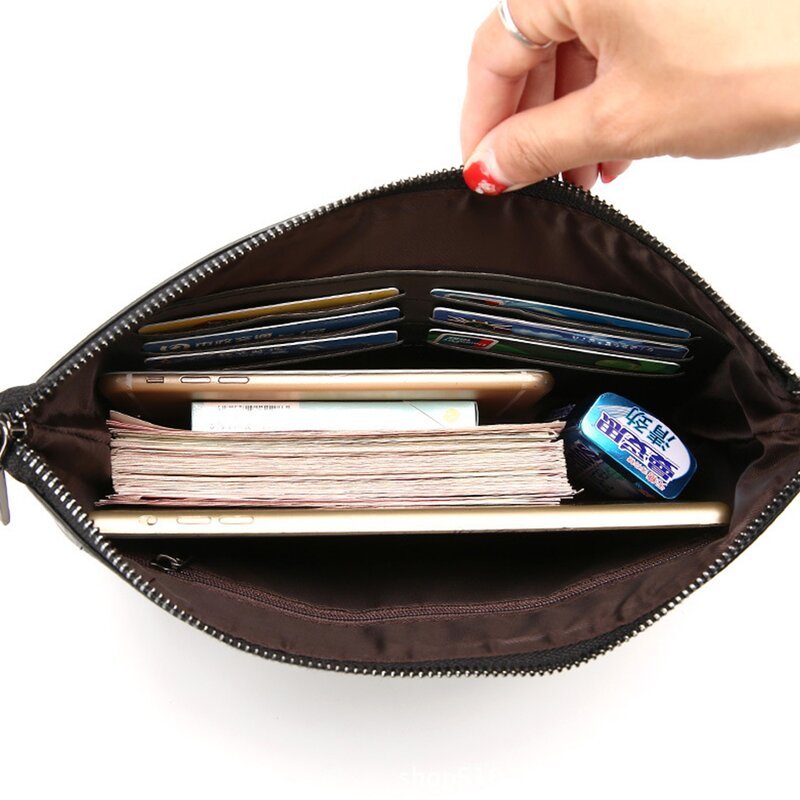 Men's Handbag - Manufacturer PU Leather Anti-Theft Envelope Zipper Business Casual Travel