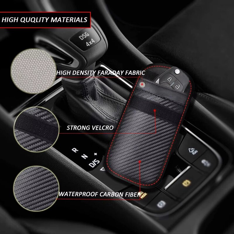 Faraday Pouch - Manufacturer Black Carbon Fiber Anti-theft Car Key RFID Signal Blocking