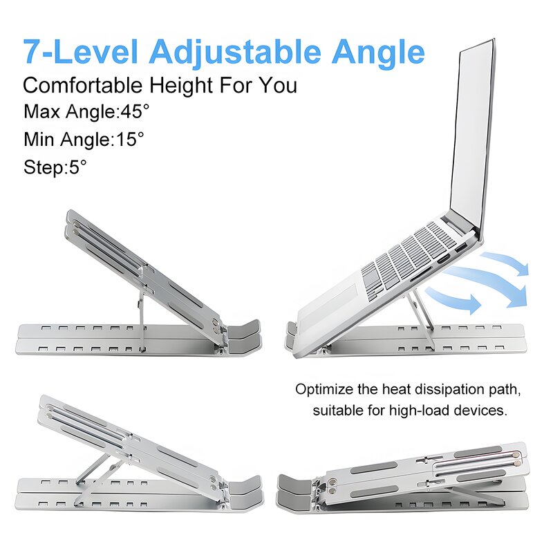 Laptop Stand - Manufacturer Ergonomic 7 Levels Adjustable Aluminum Metal Desk Riser