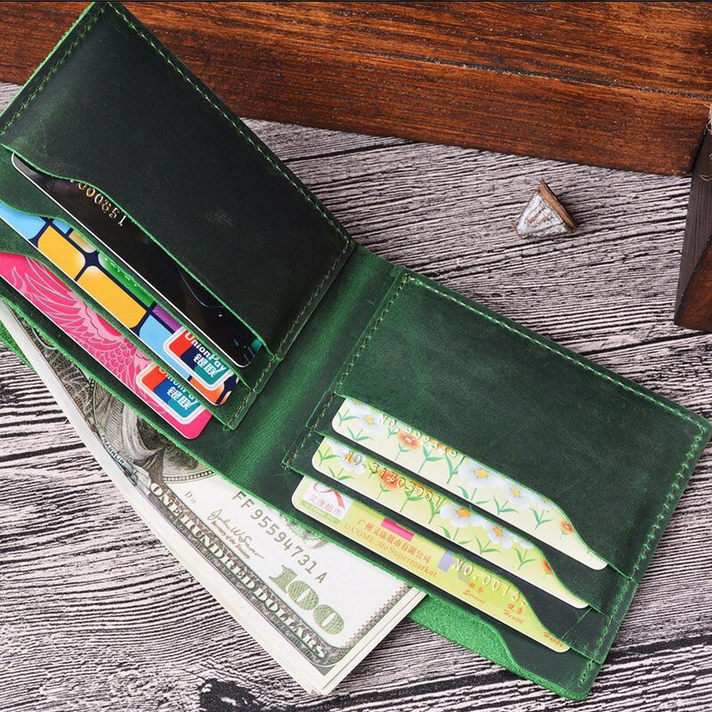 Men's Wallet - Manufacturer Genuine Leather Minimalist Handmade Vintage Slim Bifold