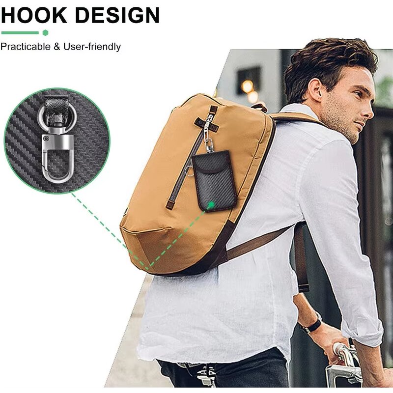 Faraday Pouch - Manufacturer Black Carbon Fiber Anti-theft Car Key RFID Signal Blocking