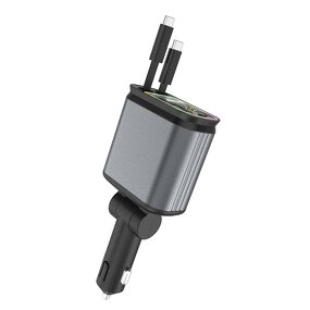 Car Charger - Manufacturer 45W 4 in 1 Retractable Cables 12V USB Type C 10-30V Fast