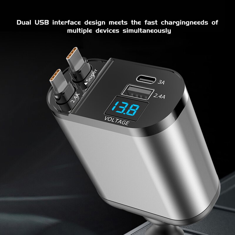 Car Charger - Manufacturer 4 in 1 Fast Charging Retractable Cables PD Mobile Adapter