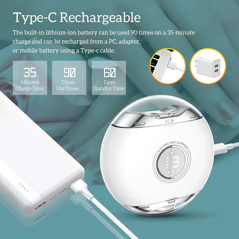 Nail Clippers - Manufacturer 609 3 in 1 3 Speeds Type-C Rechargeable Baby Kids Adults