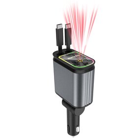 Car Charger - Manufacturer 4 in 1 Retractable Star Light Fast Charging 2 Cables Type C