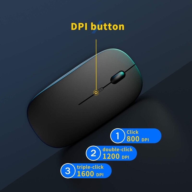 Wireless Mouse - Manufacturer 2.4G Silent Mini 3D LED 1600 DPI 6 Levels Rechargeable