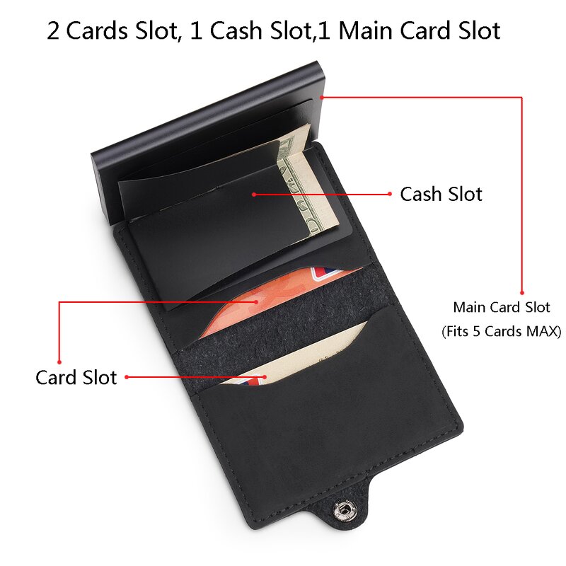 Card Holder - Manufacturer Men's Aluminium RFID Blocking Auto Pop Anti-Theft PU Wallet