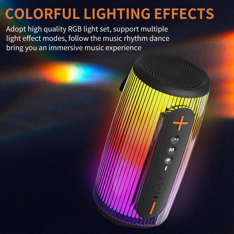 BT Speaker - Manufacturer Portable 5.3 3D Surround 24H IPX4 Waterproof RGB TWS LED