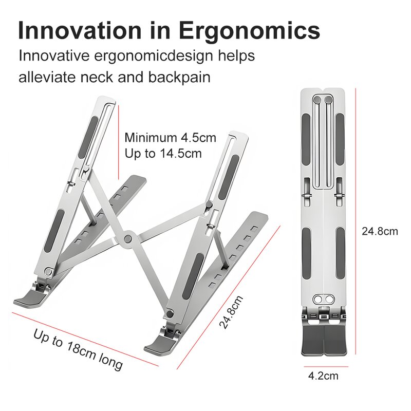 Laptop Stand - Manufacturer Ergonomic 7 Levels Adjustable Aluminum Metal Desk Riser