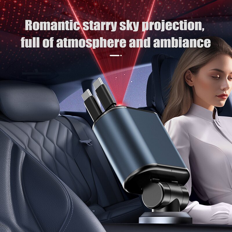 PD Cable - Manufacturer C9 Retractable Type C 2A Starry Sky Ambient Light Car Charger