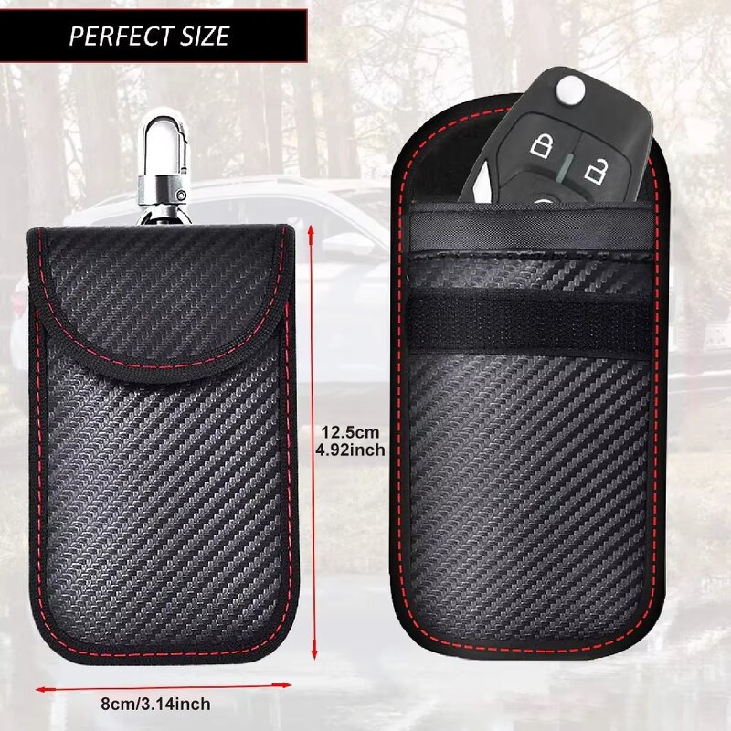Faraday Pouch - Manufacturer Black Carbon Fiber Anti-theft Car Key RFID Signal Blocking
