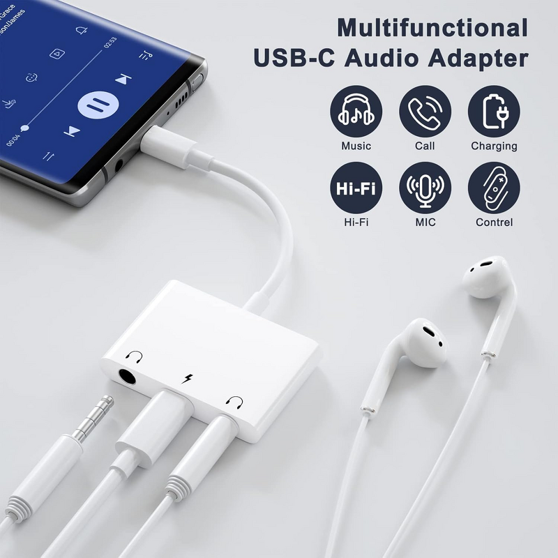 Audio Adapter - Manufacturer Dual 3.5mm 3-in-1 iPhone14/13/12/11 Laptop Charging Splitter