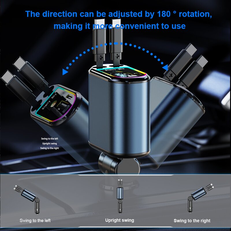 PD Cable - Manufacturer C9 Retractable Type C 2A Starry Sky Ambient Light Car Charger