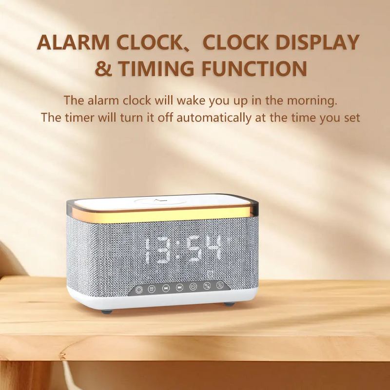 Alarm Clock Speaker - Manufacturer RGB LED Adjustable Wireless Charger FM Radio 6 in 1