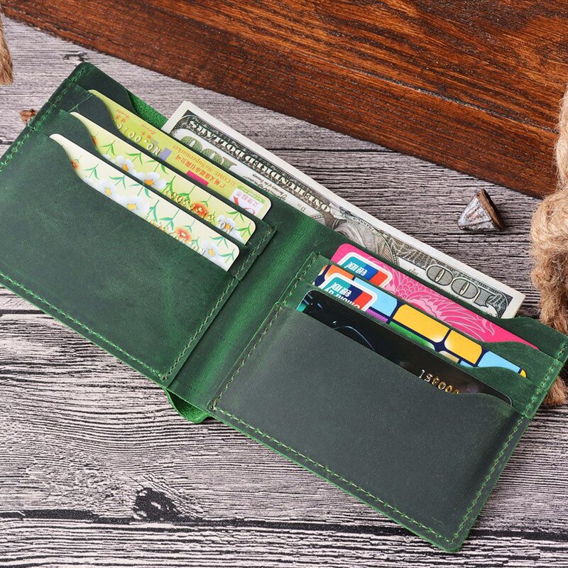 Men's Wallet - Manufacturer Genuine Leather Minimalist Handmade Vintage Slim Bifold