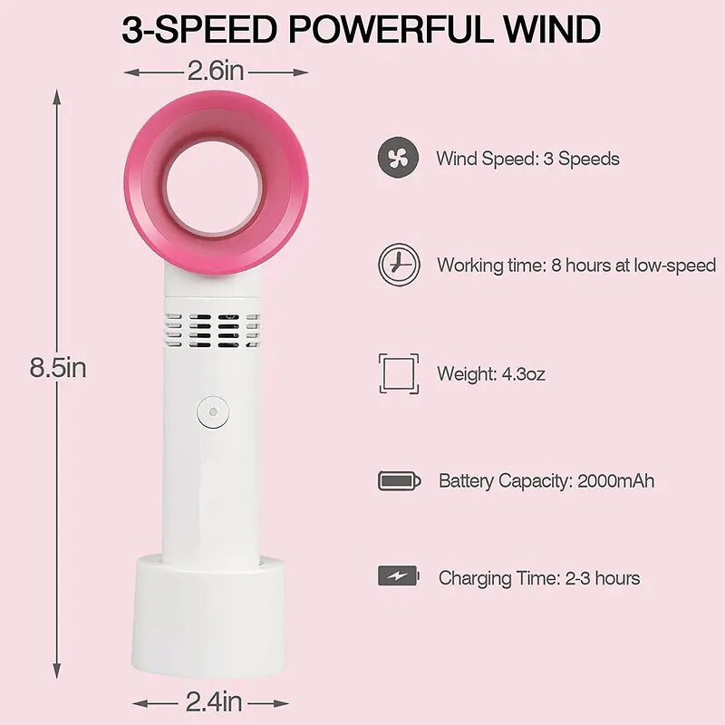 Eyelash Fan - Manufacturer USB Rechargeable Mini Bladeless Handheld Dryer Extension Blower