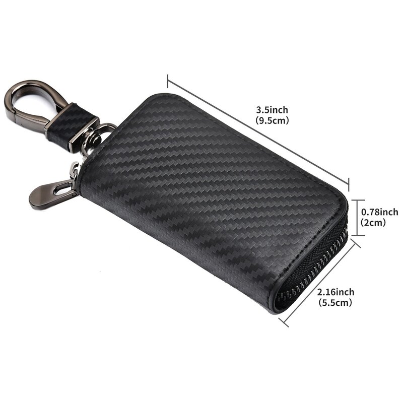 Key Wallet - Manufacturer Premium PU Leather Carbon Fiber Texture Car Key Holder Chain