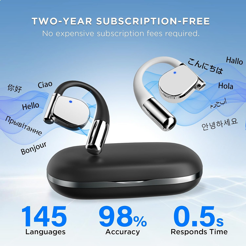 Translation Earbuds - Manufacturer AI Real Time 3-in-1 144 Languages 40H Noise-Cancelling