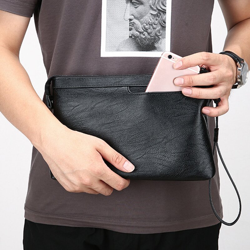 Handbag - Manufacturer Large Capacity PU Leather Business Travel Envelope Bag Men Women