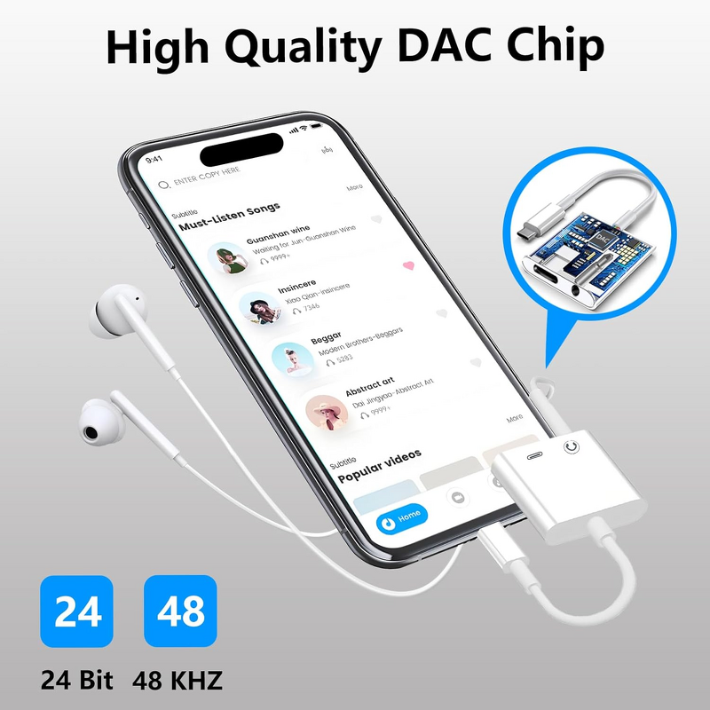 Audio Adapter - Manufacturer USB C to 3.5mm PD Fast Charging iPhone15/16 Pro Laptop