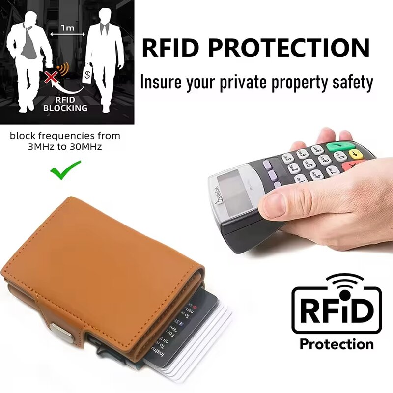 Men's Wallet - Manufacturer Vintage Minimalist RFID Custom Logo Synthetic Leather Pop Card